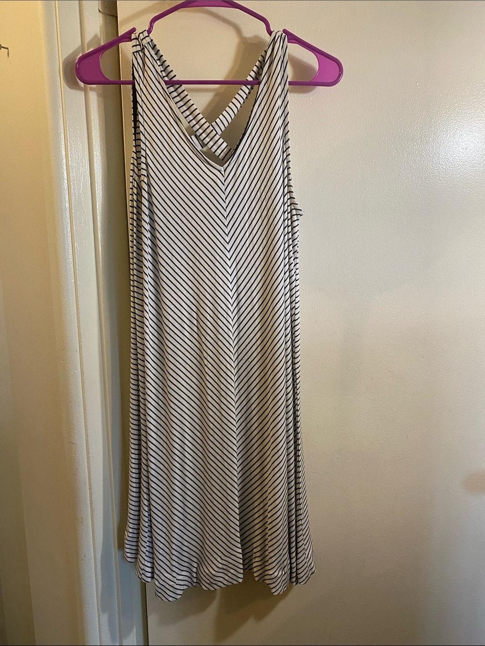 Cable & Gauge Black and White Striped V-Neck Maxi Dress